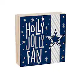 Evergreen Enterprises - Dallas Cowboys 6" Holiday Wood Plock Shelf Sign - Multicolor