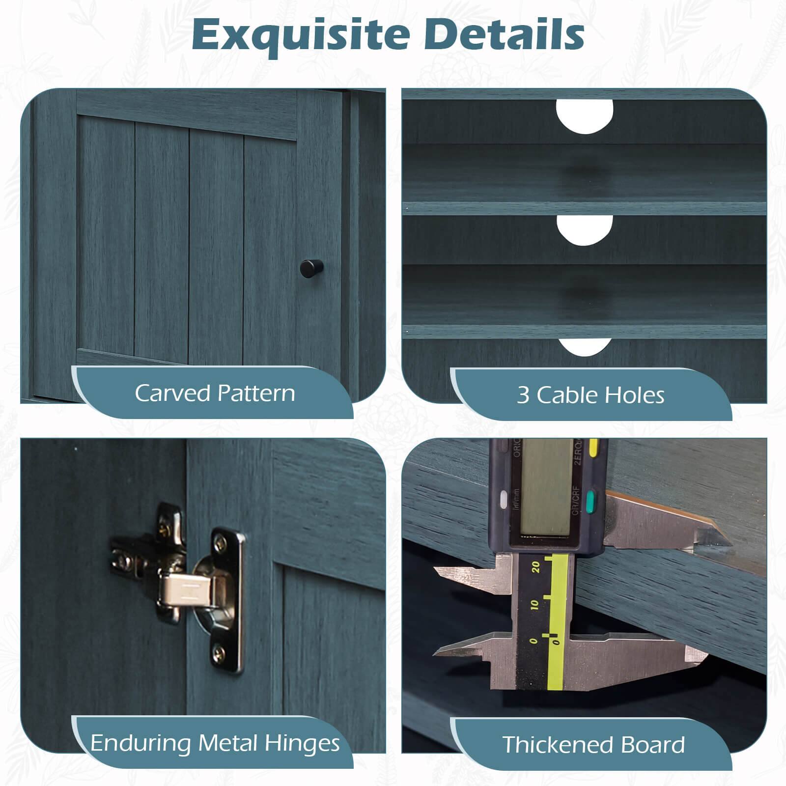 Exquisite Details

- Carved Pattern
- 3 Cable Holes
- Enduring Metal Hinges
- Thickened Board