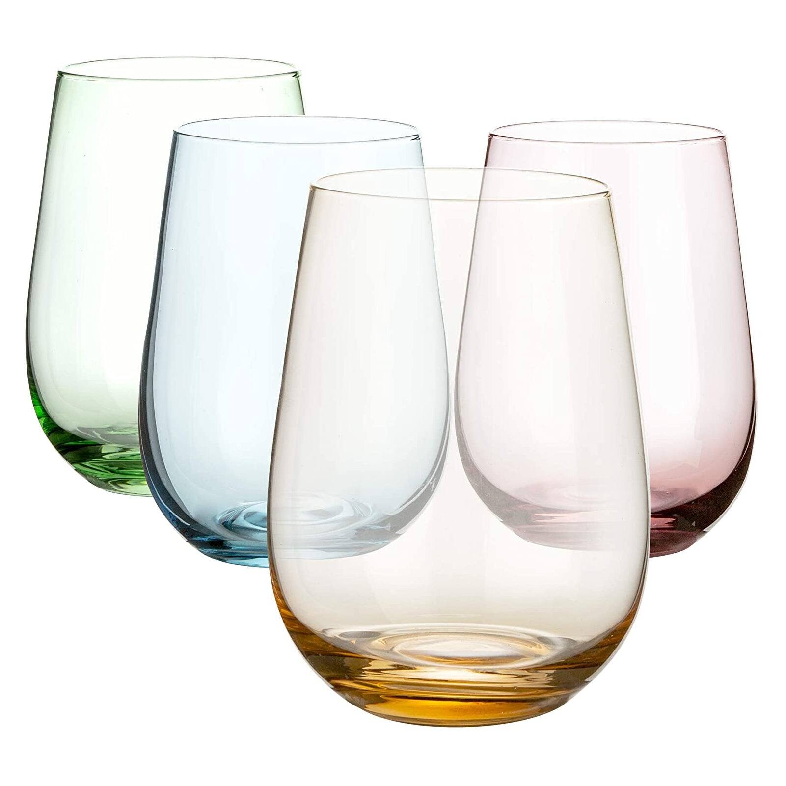 Front. BreeBe - Colorful Stemless Wine Glasses (16.5 oz. set of 4) - Multi.