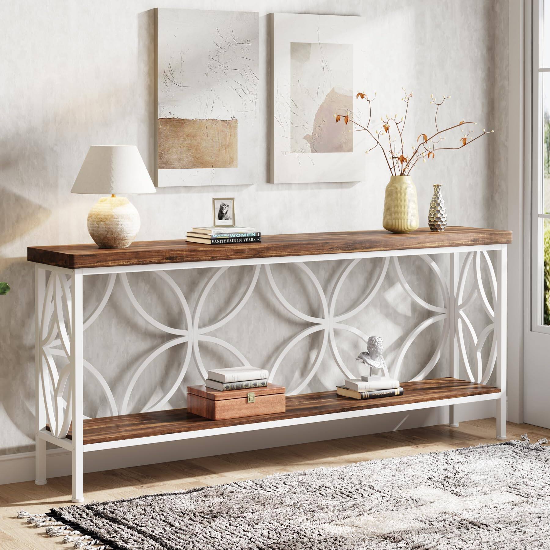 Tribesigns 70.9 Inch Narrow Sofa Table, Industrial Long Sofa Table ...