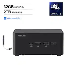 ASUS - NUC 14 Pro Tall Mini Desktop (Intel Ultra 5-135H, 32GB DDR5, 2TB PCIe SSD, Intel Arc, Win 11 Pro) w/USB Hub - Black
