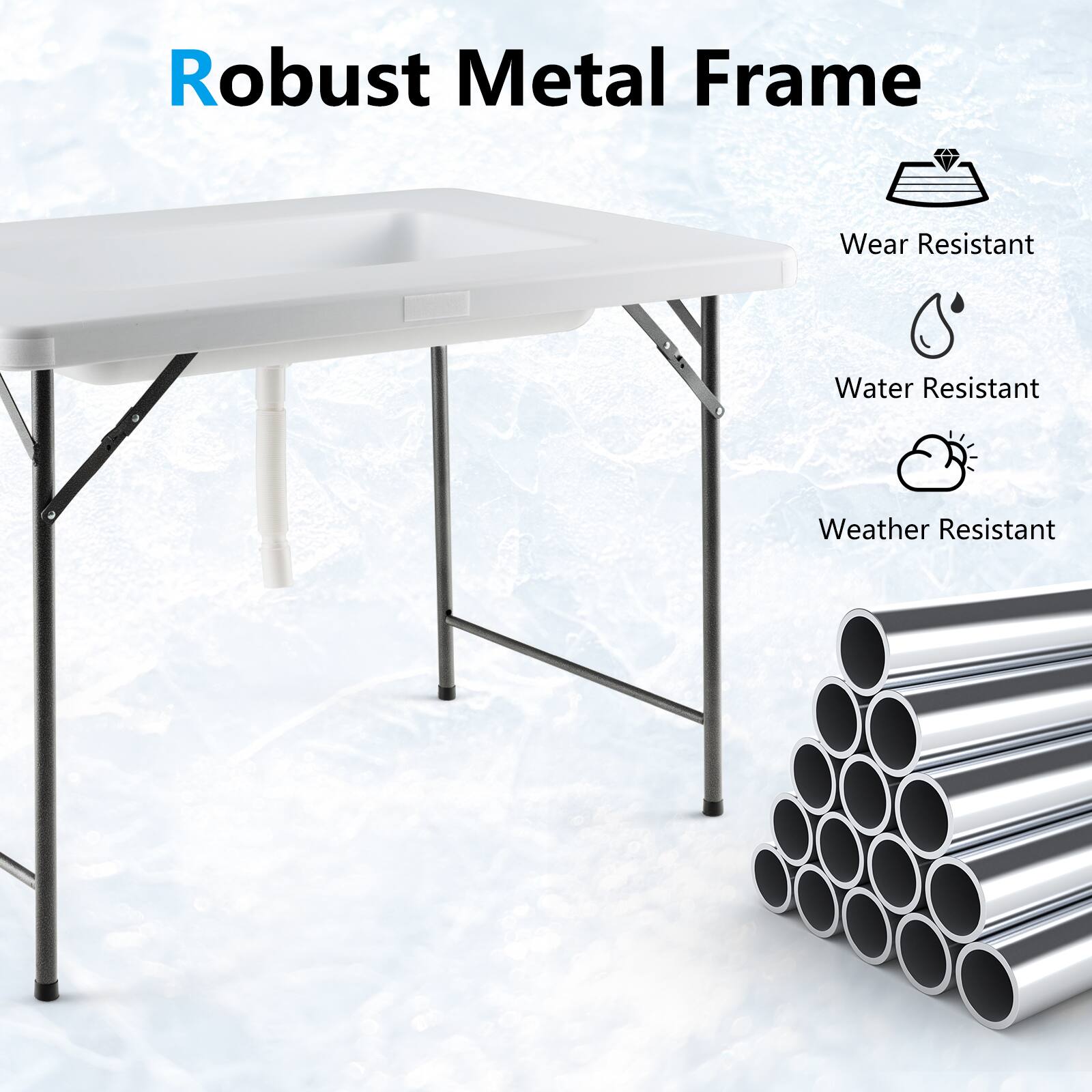 Robust Metal Frame  
- Wear Resistant  
- Water Resistant  
- Weather Resistant