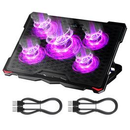 HongFei - S035 Purple Laptop Cooling Pad and 2 Pack 2ft USB A Cables Set - Black