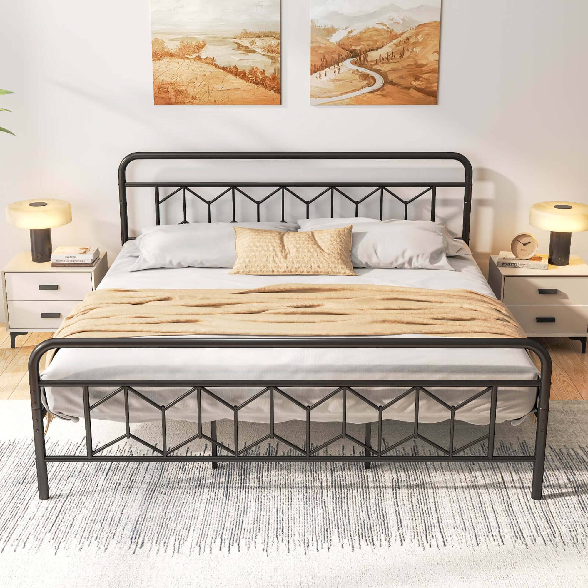 Alt View 3. Costway - Costway King Size Bed Frame Mattress Foundation with Headboard 12.5" Under-bed Storage Black - Black.