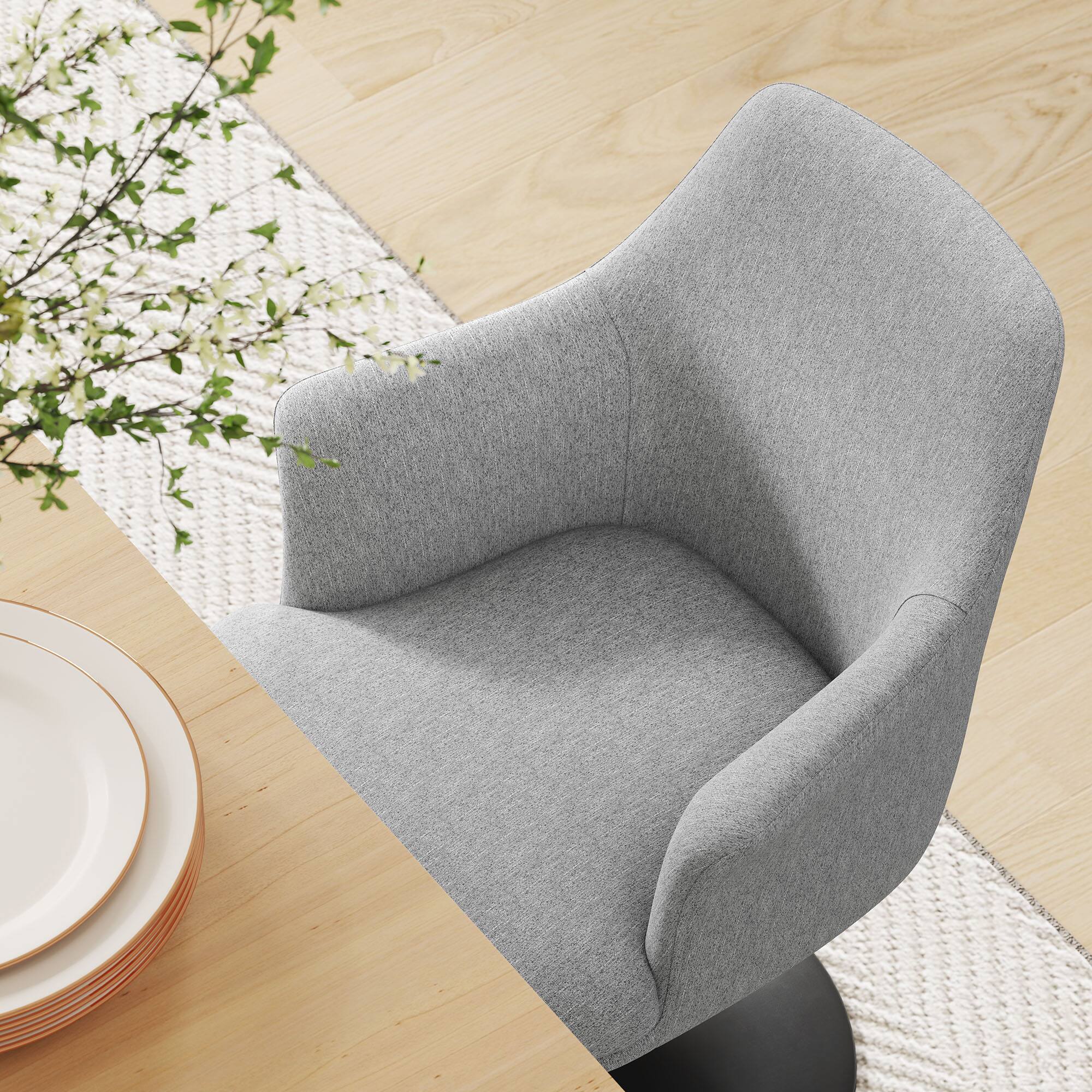 Alt View 2. Modway - Lippa Swivel Dining Armchair - Black Light Gray.