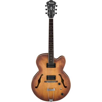 Front. Ibanez - Ibanez Artcore AF55 Hollow-Body Electric Guitar, Tobacco Flat.