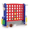 Front. Costway - Costway Giant 4-in-a-Row Game Set with Ring-toss, Basketball Hoop, Golf Club & Cup Holders - Red,Navy.