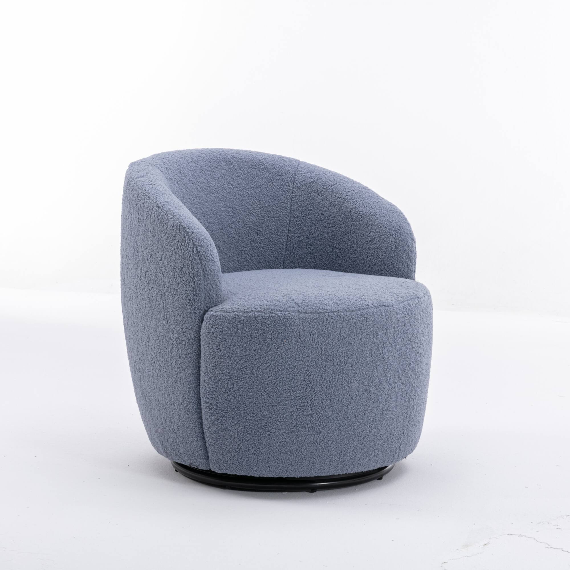 Alt View 4. GOODSILO - Plush Swivel Accent Armchair with Ergonomic Design and 360-Degree Rotation for Modern Interiors - Light Blue.