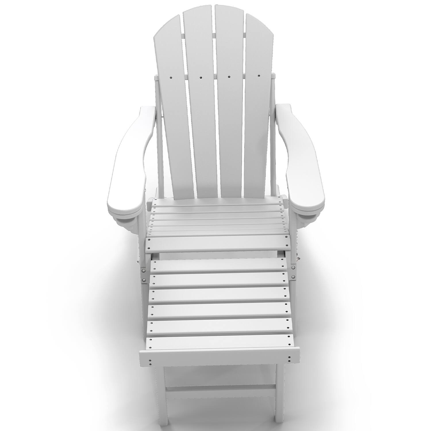 Left. FODINGHILL - Set of 2 HDPE Adirondack Chairs with Ottomans - White.