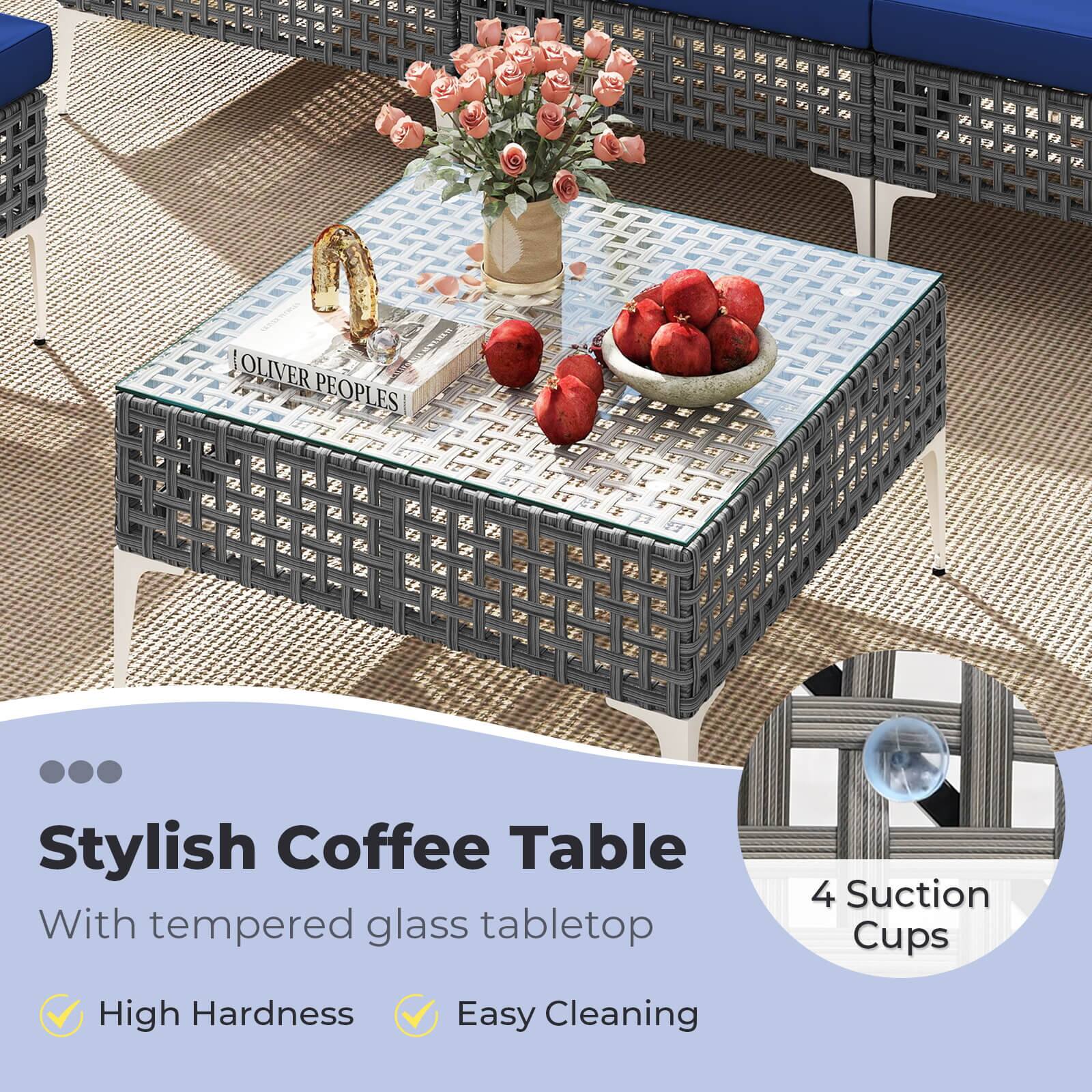 Stylish Coffee Table
With tempered glass tabletop
4 Suction Cups
High Hardness
Easy Cleaning