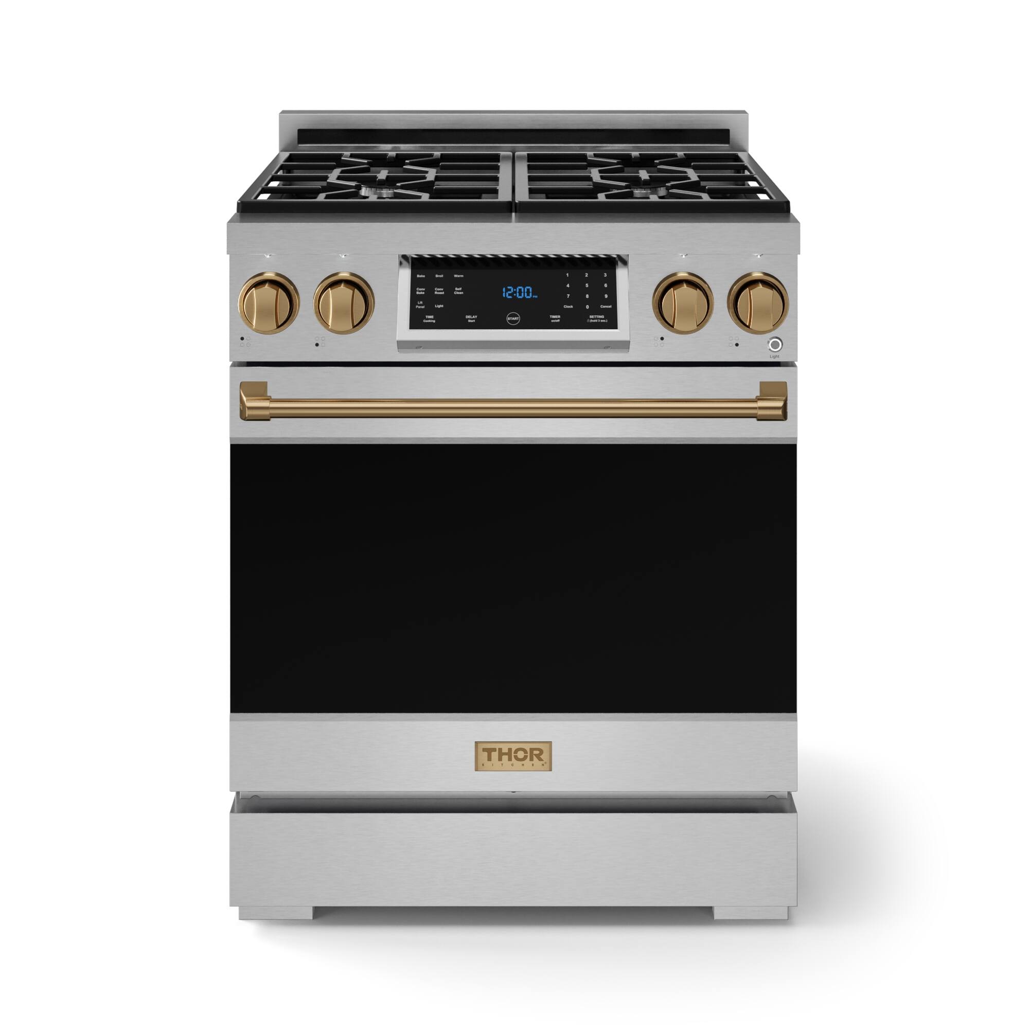 Gordon Ramsay Series by Thor Kitchen 4.55 Cu. Ft Freestanding Gas Range with Bronze Hardware - Stainless Steel