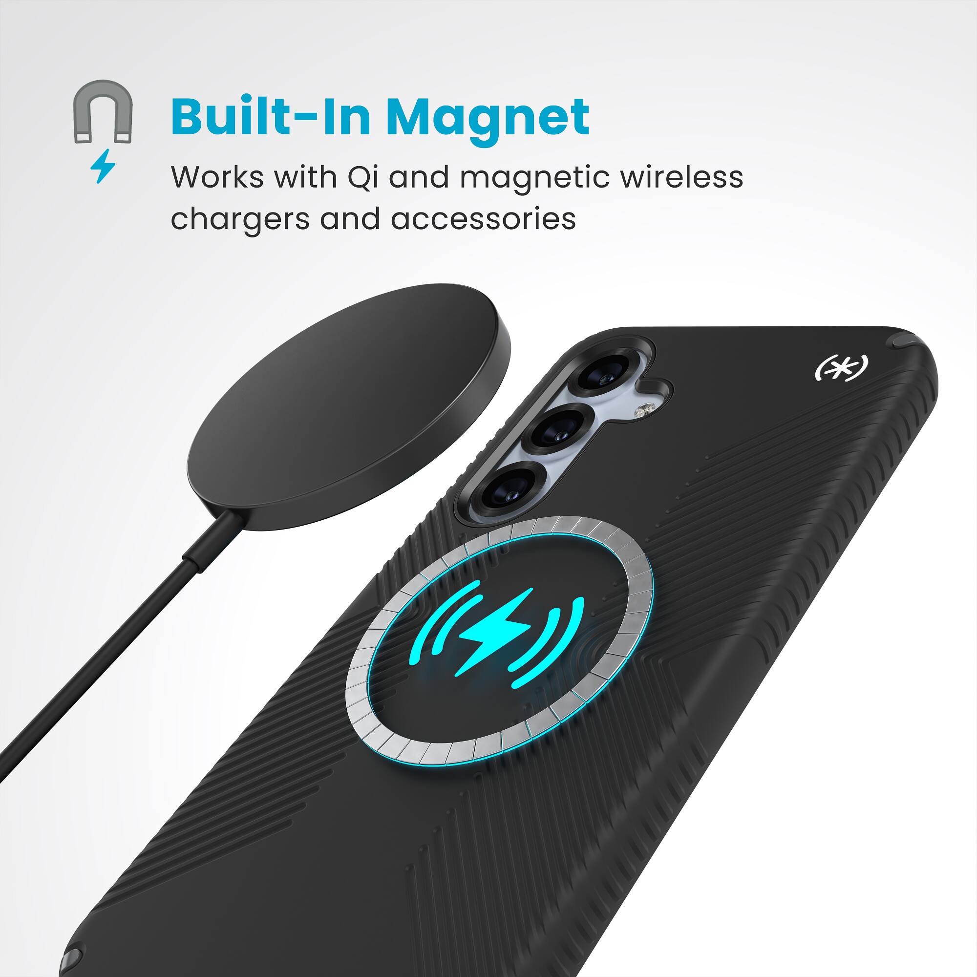 Built-In Magnet: Works with Qi and magnetic wireless chargers and accessories.
