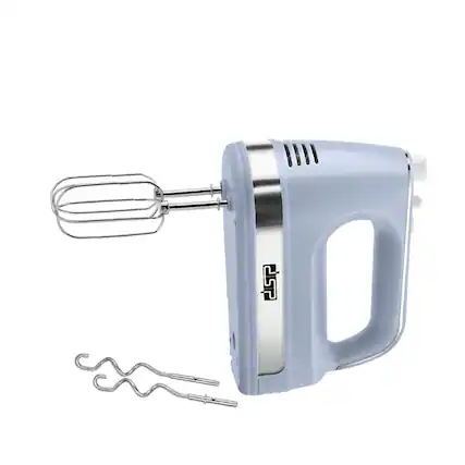 Front. Cluzine - DSP 200W Turbo Hand Mixer, 5 Speed Boost, Chrome Beaters Dough Hooks, Kitchen Baking Tool - Blue.