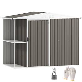 Outsunny - 8 x 4ft Outdoor Storage Shed with Lock, 2-Tier Storage Rack, Air Vents, Garden Tool Shed for Backyard, Patio, Lawn