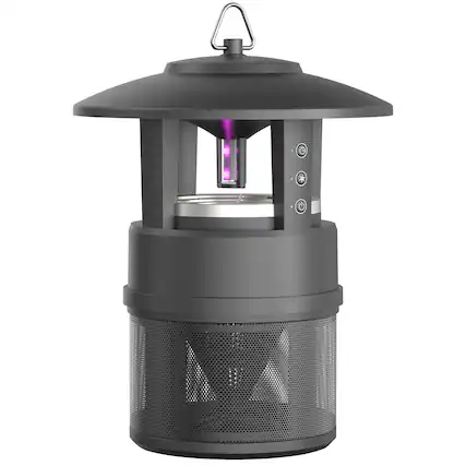 Front. Brookstone - Plug-in UV Light Lantern Flying Insect Suction Trap - Black.