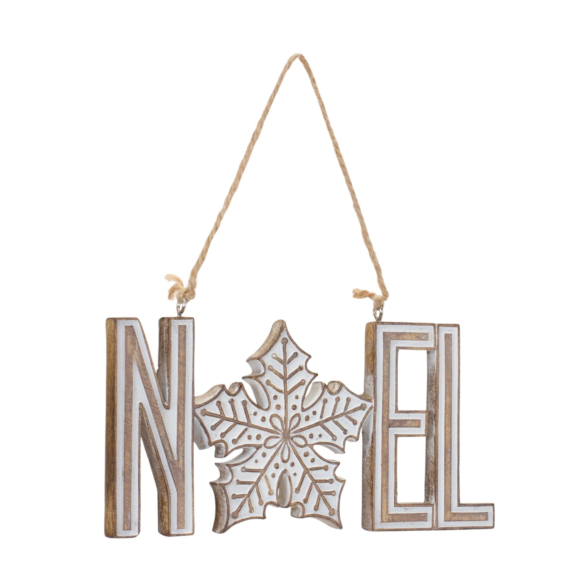Left. BreeBe - Joy Noel Snowflake Ornament (Set of 12) - Brown, White.
