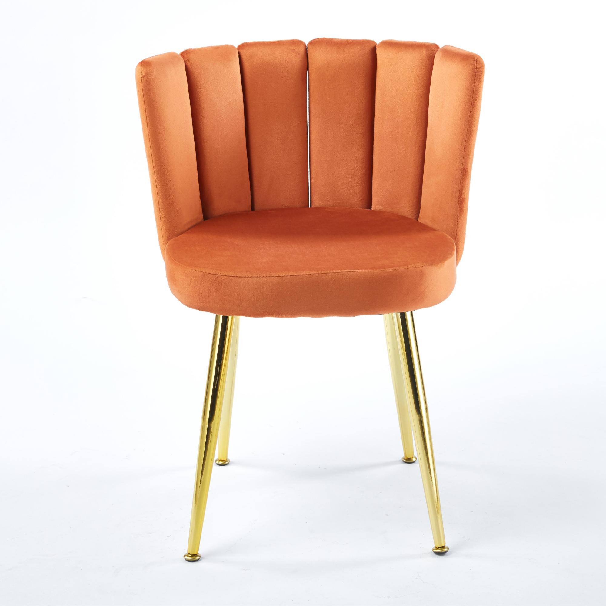 Alt View 2. GOODSILO - Elegant Velvet Dining Chairs Set of 2 with Golden Iron Legs for Modern Living Spaces - Orange.
