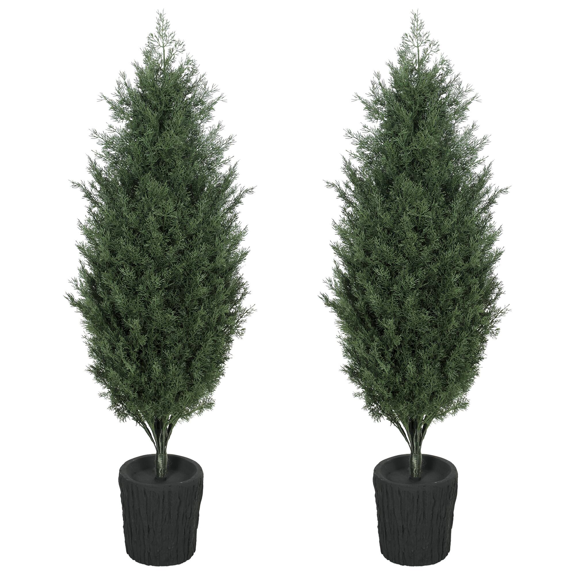 Front. Homcom - Artificial Christmas Tree Set of 2 - Green.