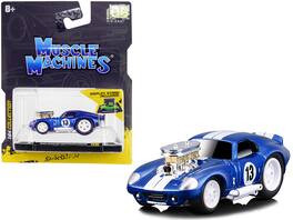 1965 Shelby Daytona Coupe #13 Stripes 1/64 Diecast Model Car by Muscle Machines - Blue Metallic with White