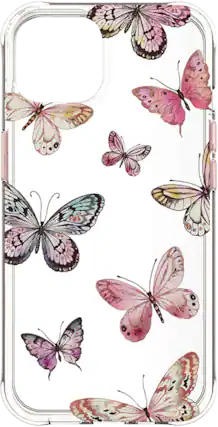 Front. Body Glove - Karma by Body Glove Pink Butterflies Case - iPhone 13 - Pink Butterflies.