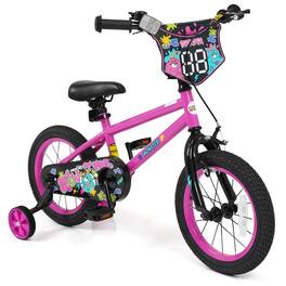 Costway - 14 Inch Kids Bike for Ages 3-5 Years Old, Toddler Bicycle with Training Wheels - Pink