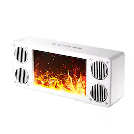 Priority Products - Portable Bluetooth Speaker with FM Radio, Fireplace Lighting Effects, L-45 - White