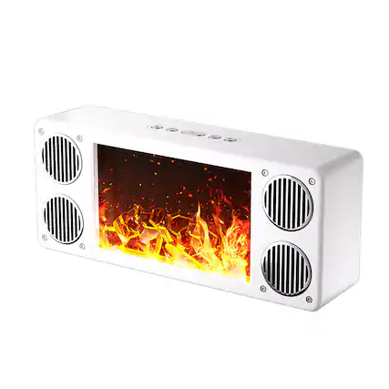 Front. Priority Products - Portable Bluetooth Speaker with FM Radio, Fireplace Lighting Effects, L-45 - White.