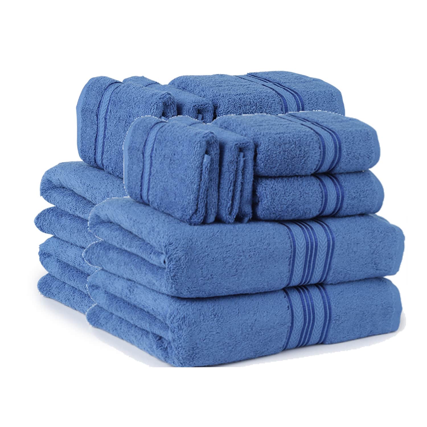 Plazatex - 100% Premium Cotton Textured Border Ultra Soft Absorbent 12 Piece Bathroom Towel Set - Blue price history on PriceWatchPro