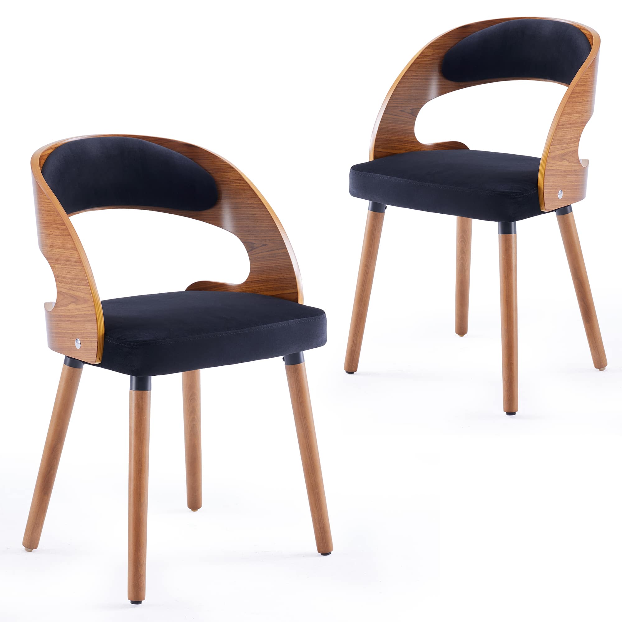 Boyel Living - Wood Dining Chairs Set of 2 Modern Upholstered with Curved Backrest for indoor - Black price history on PriceWatchPro