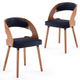 Boyel Living - Wood Dining Chairs Set of 2 Modern Upholstered with Curved Backrest for indoor - Black