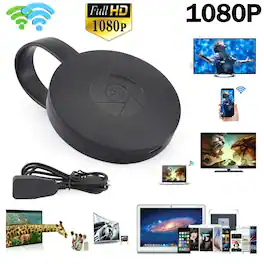 Topteng - G2 1080P WiFi Display Dongle - Wireless TV Stick with DLNA/Airplay/Miracast, No Mode Switch, for iOS/Android/Windows - Black
