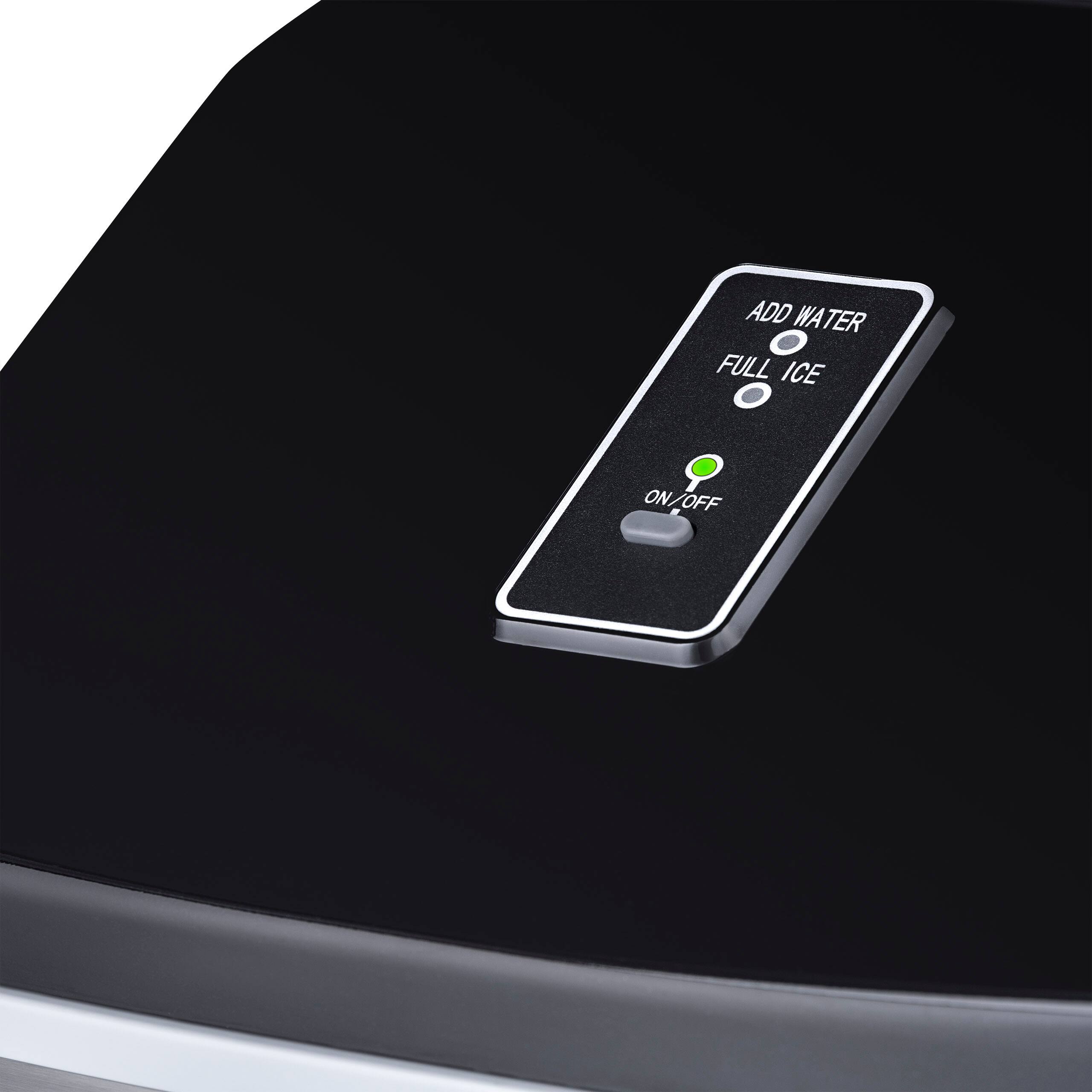 The text on the image reads "Add water full ice on/off."