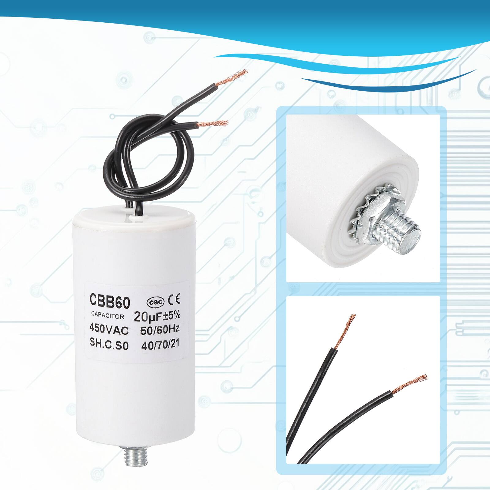 CBB60 CB.C CE CAPACITOR 20µF±5% 450VAC 50/60Hz SH.C.SO 40/70/21