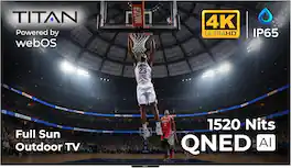 Titan - L300 Mini-LED QNED 65 Inch Full Sun Smart Outdoor TV, IP65 Weatherproof,4K HD Web AI OS,1500 Nits, Dolby Vision