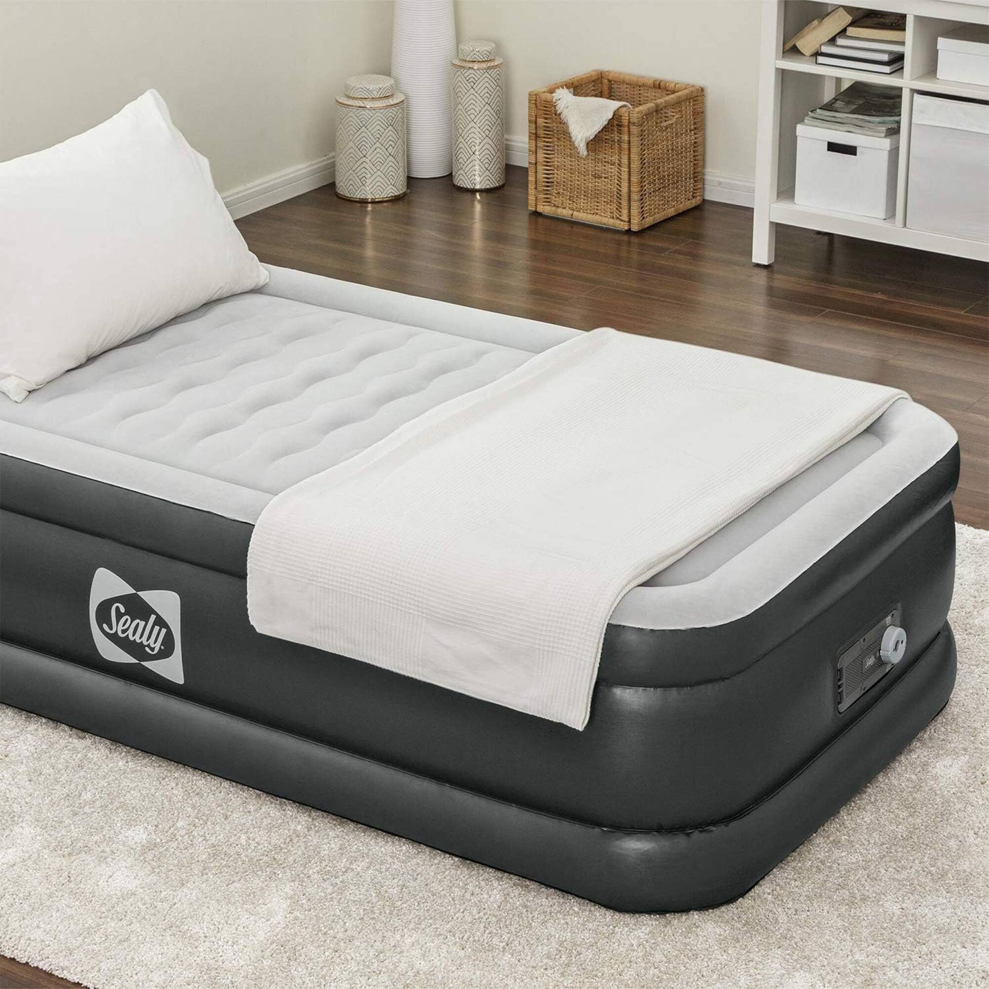 Alt View 3. Sealy - Sealy Tritech Twin Sized 20" Air Mattress Bed 2 Person w/ Built-In AC Pump & Bag - Gray.