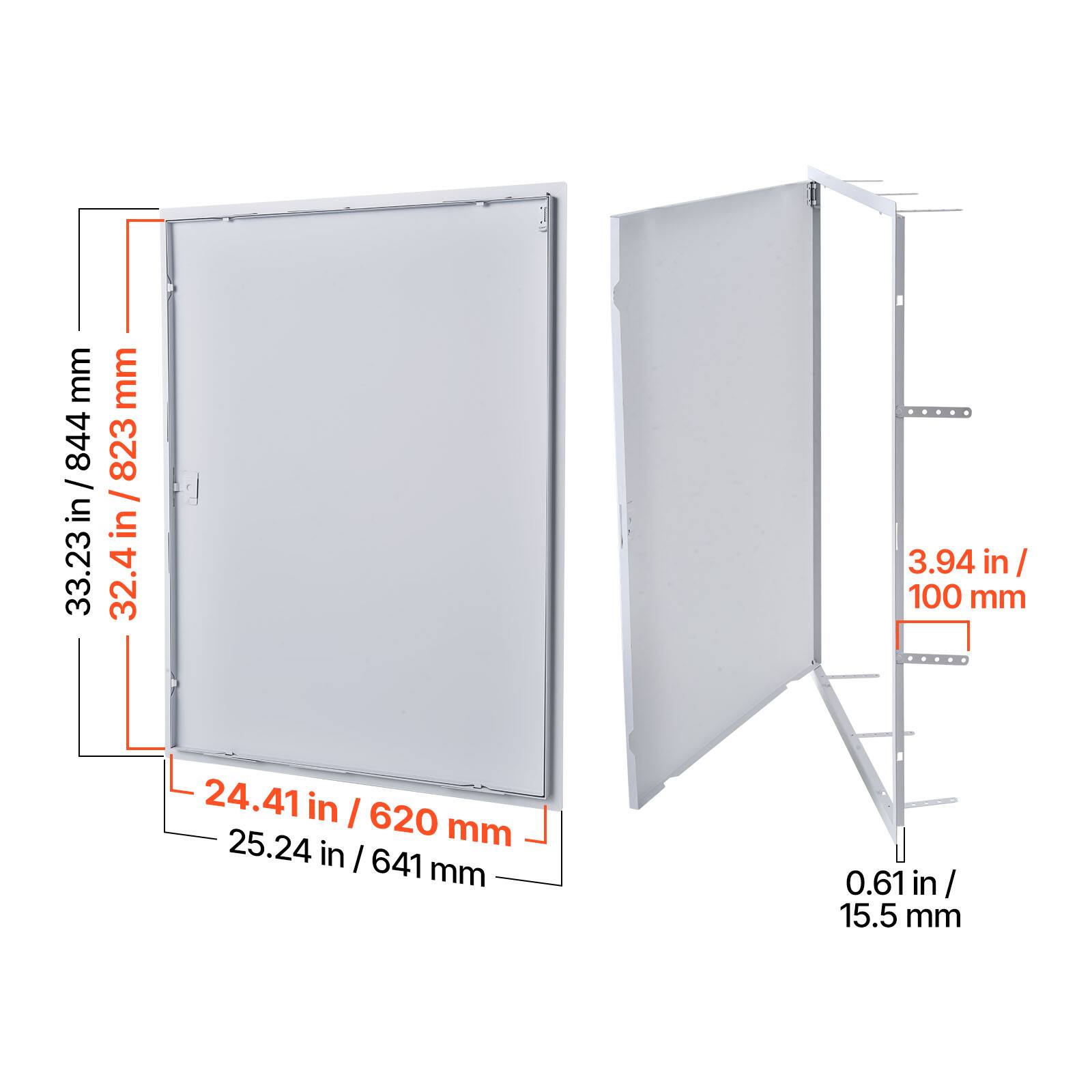 33.23 in / 844 mm  
32.4 in / 823 mm  
24.41 in / 620 mm  
25.24 in / 641 mm  
3.94 in / 100 mm  
0.61 in / 15.5 mm