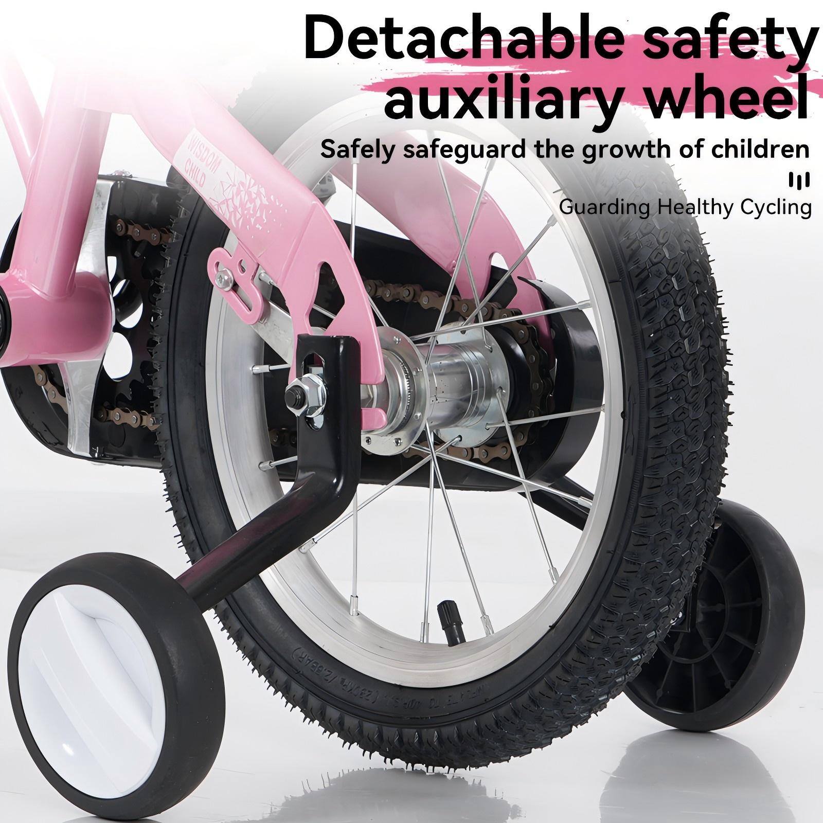Detachable safety auxiliary wheel  
Safely safeguard the growth of children  
Guarding Healthy Cycling