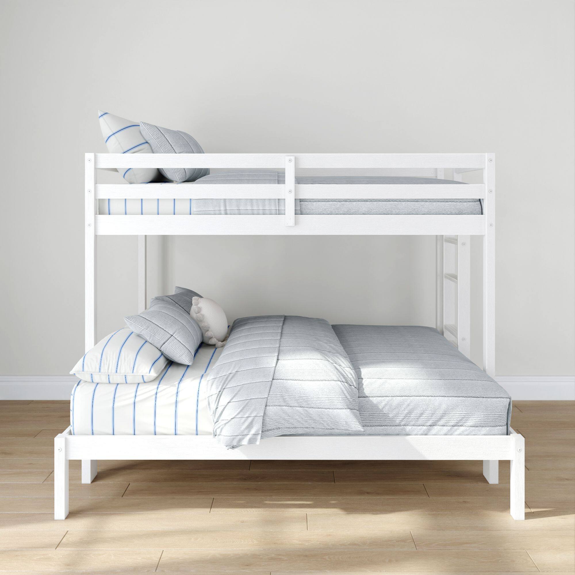 Alt View 1. Grain & Grove - Bear Plywood Twin/Full Bunk, Brushed White - White.