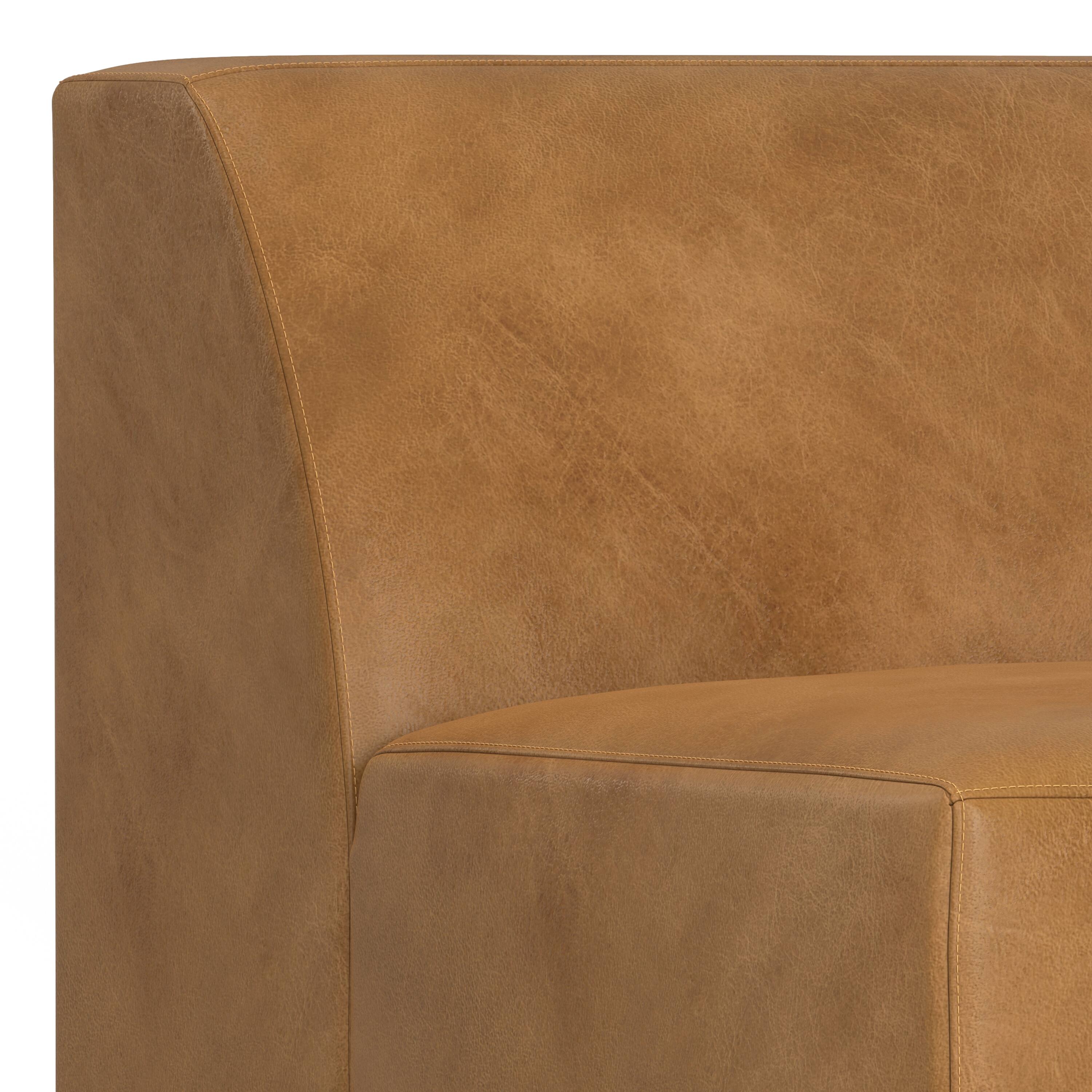 Alt View 4. Simpli Home - Rex Center Armless Sofa Module in Genuine Leather - Sienna.