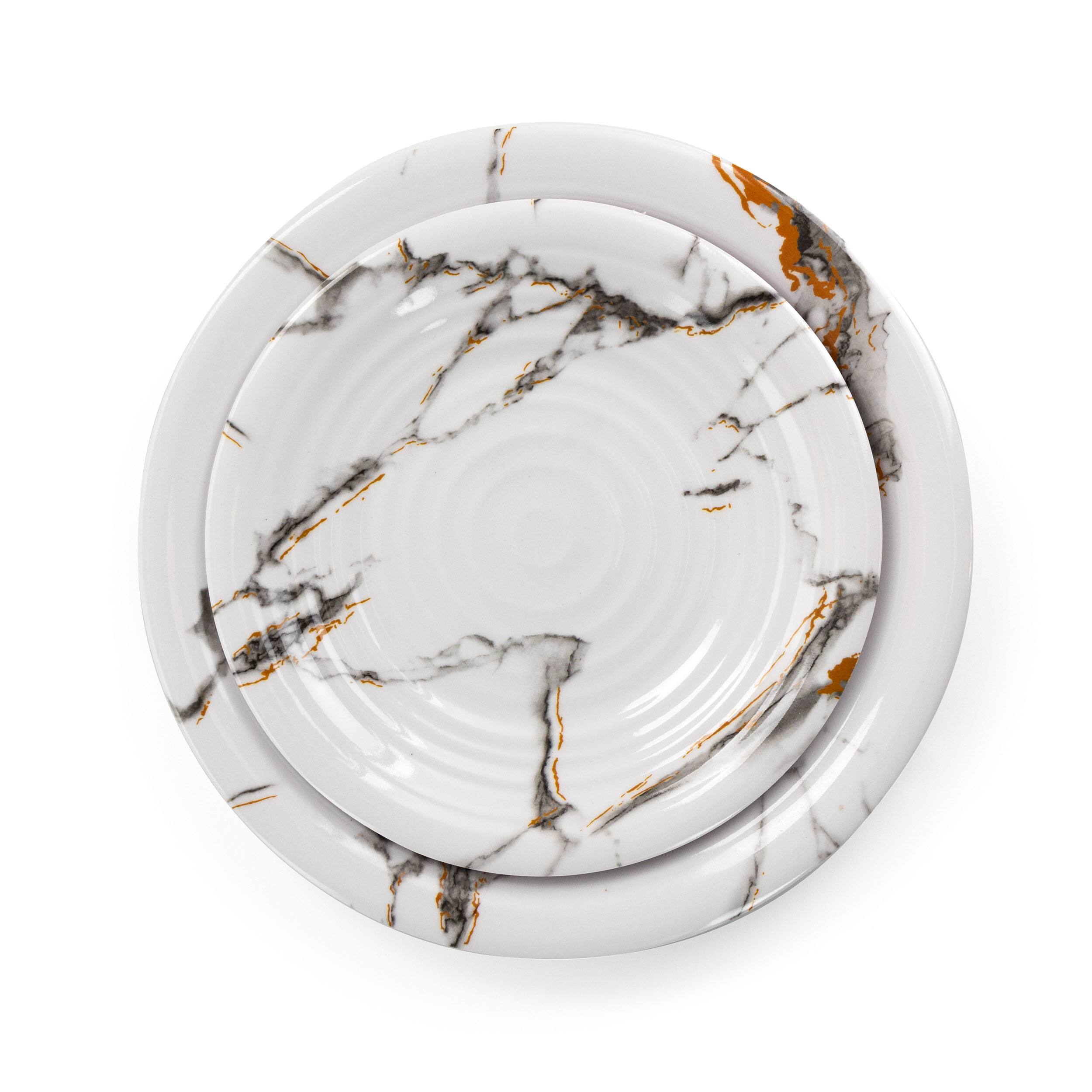 Alt View 6. Elama - Elama Fine Sculpture 12 Piece Lightweight Melamine Dinnerware Set in White - White.