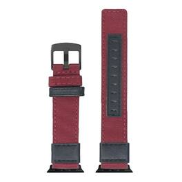 StrapsCo - Rugged Canvas Watch Band Strap For Apple Watch - 40mm/41mm/42mm (Short) - Red (Silver Hardware)