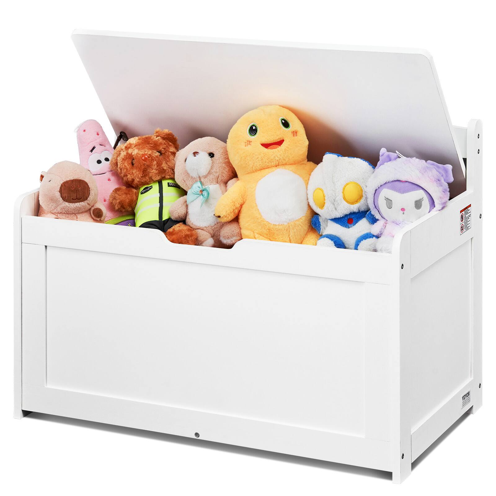Front. VEVOR - Wooden Toy Chest for Kids, Toddler Toy Storage Box with Flip-Top Lid and Safety Hinge, 32.68 x 17.91 x 24.02" Large Kids - White.
