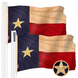 G128 - 2-Pack Texas State Flag, 4x6 ft Embroidered Polyester with Brass Grommets - Assorted Colors