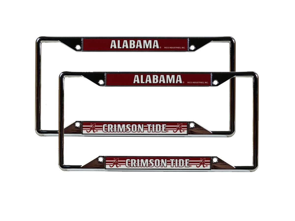 Alabama Crimson Tide Chrome (2) EZ View License Plate Frame Set