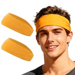 Unique Bargains - Sport Headbands for Men & Women, Stretchy Sweatband Absorbent Headbands, 2pcs - For Yoga/Sports/Running/Fitness/Cycling - Egg Yolk Yellow