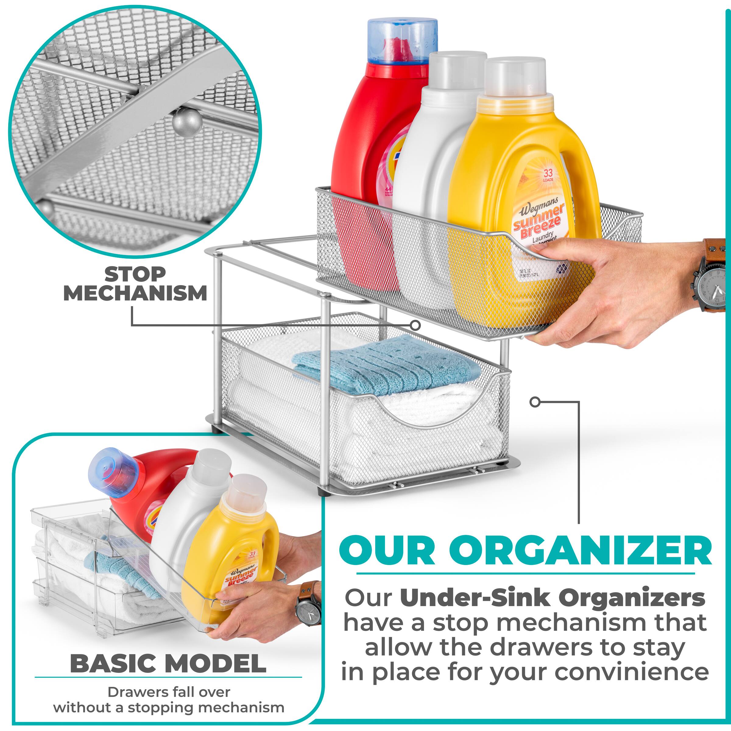 33 Wegmans Summer Breeze Laundry

STOP MECHANISM

OUR ORGANIZER

Our Under-Sink Organizers have a stop mechanism that allow the drawers to stay in place for your convenience

BASIC MODEL

Drawers fall over without a stopping mechanism