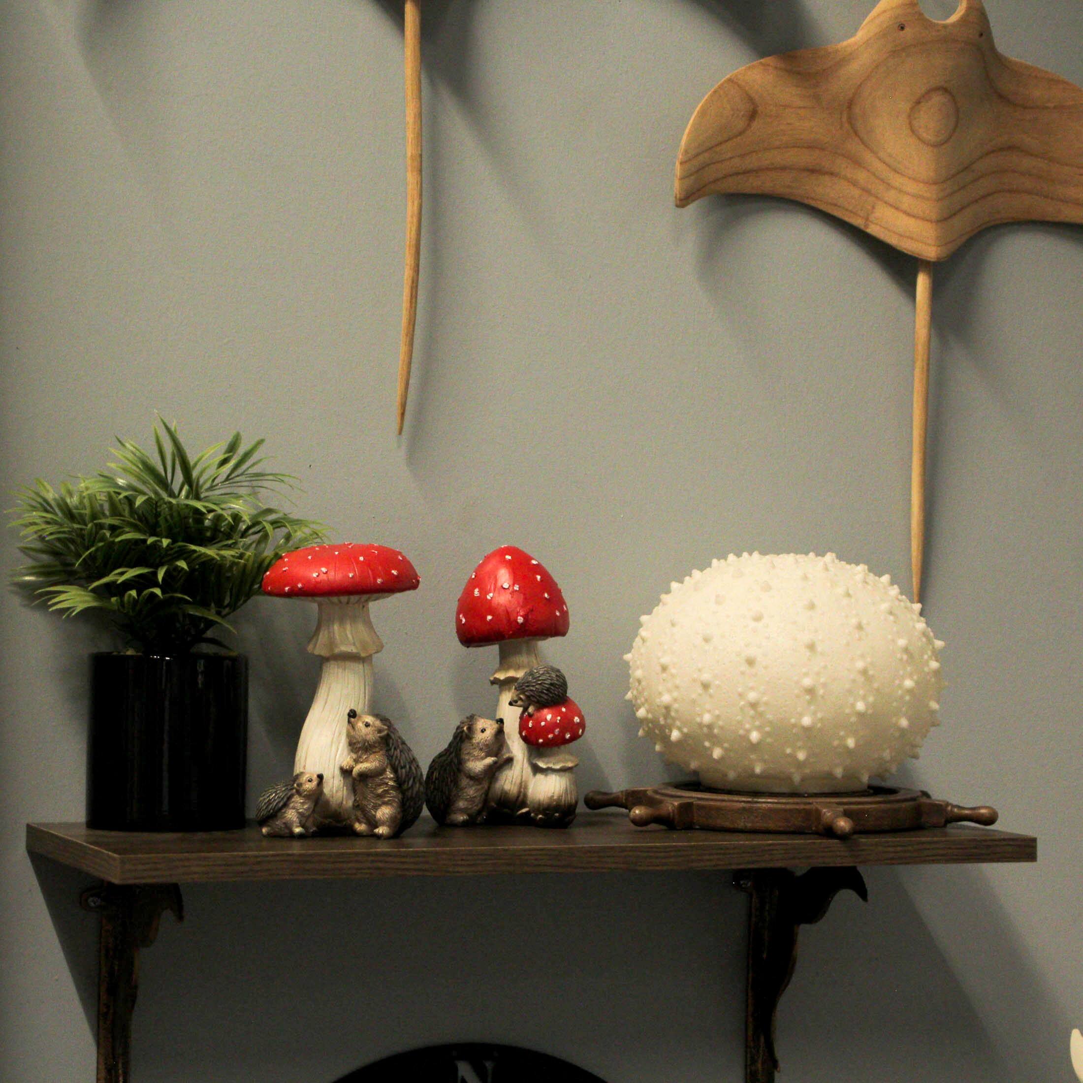Alt View 3. Things2Die4 - Hedgehogs and Mushrooms Statue Set – Hand-Painted, Nature-Inspired Decor - Multicolored.