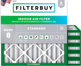 Filterbuy - 15.25x15.25x2 MERV 8 Dust & Allergy Defense, Electrostatic Pleated HVAC AC Furnace Air Filters Replacement (6-Pack) - Silver