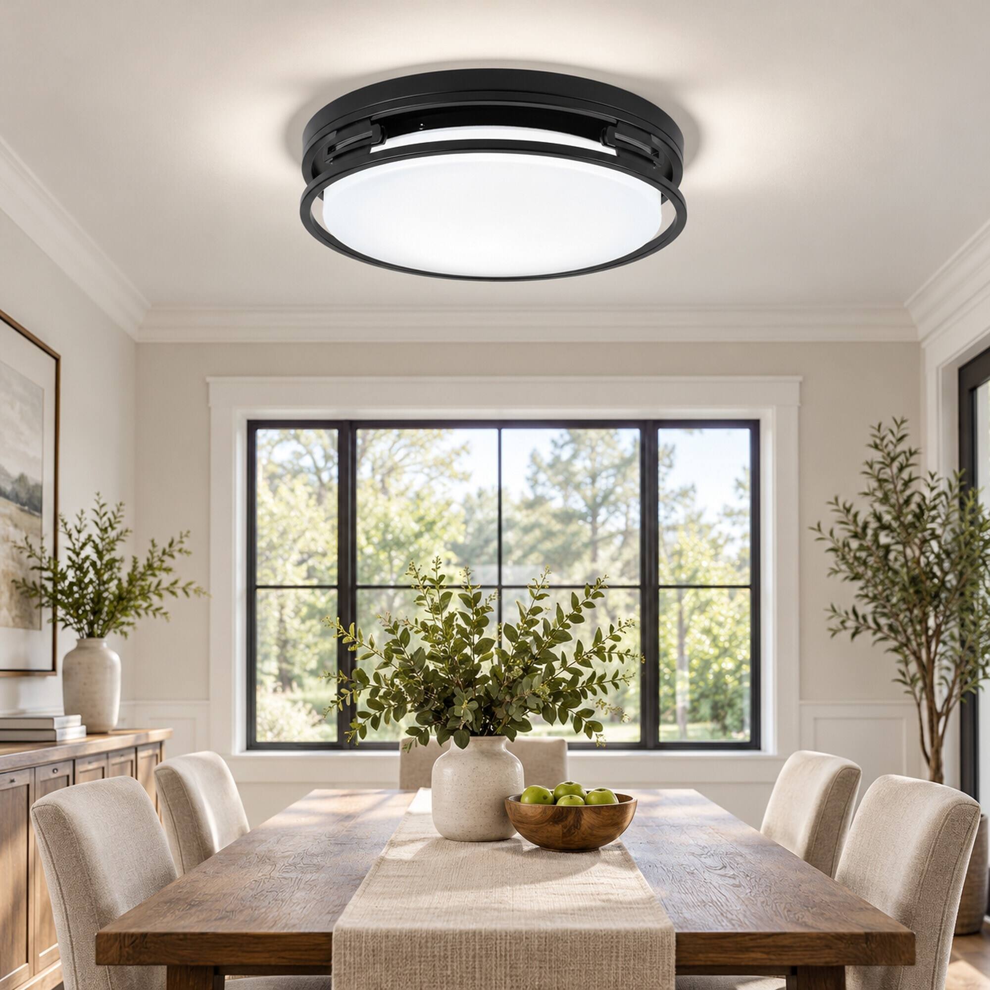 RYHNUYNE 14.57 in LED Flush Mount Ceiling Light, 22W, 5CCT Selectable ...