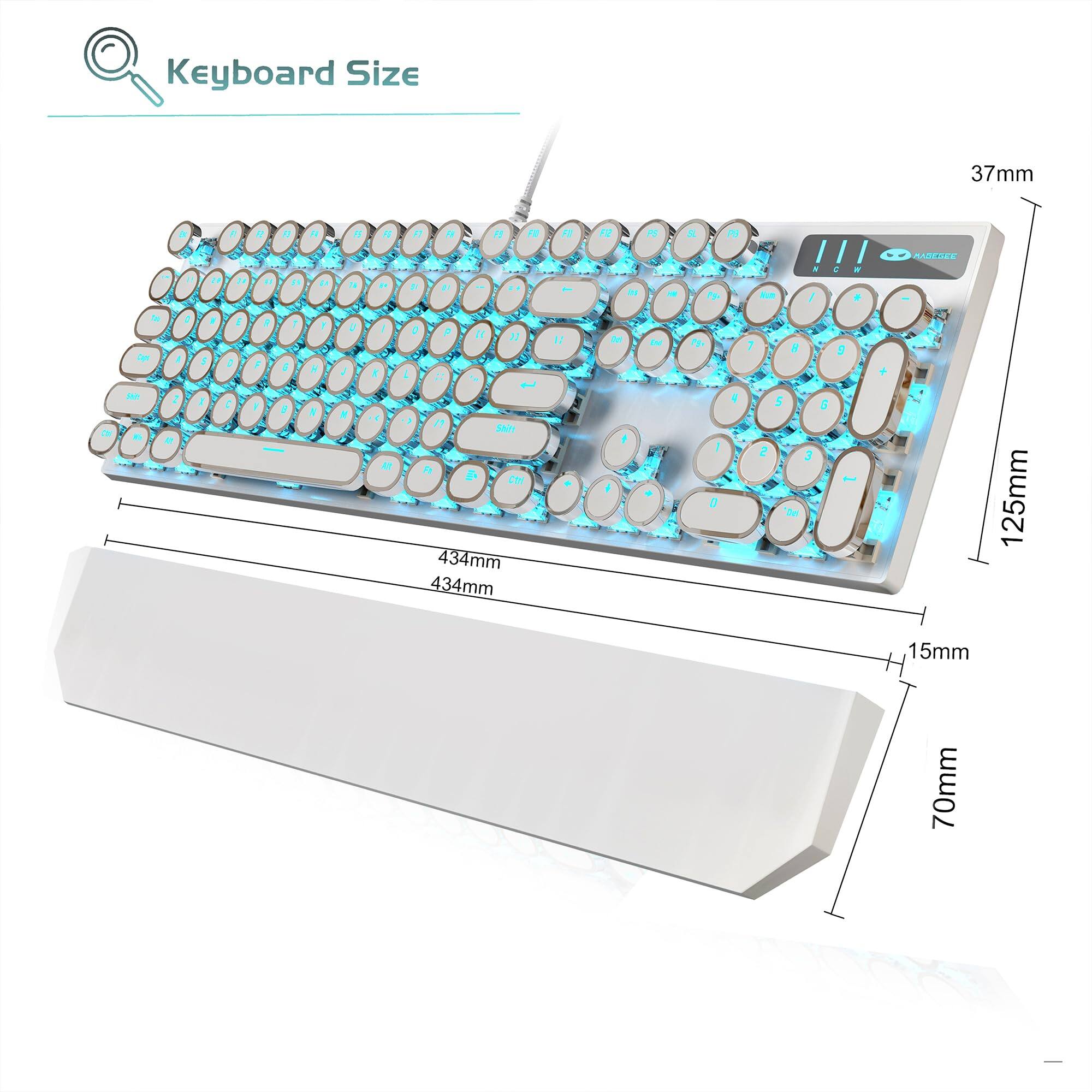 Keyboard Size

37mm

434mm

434mm

125mm

15mm

70mm